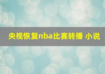 央视恢复nba比赛转播 小说